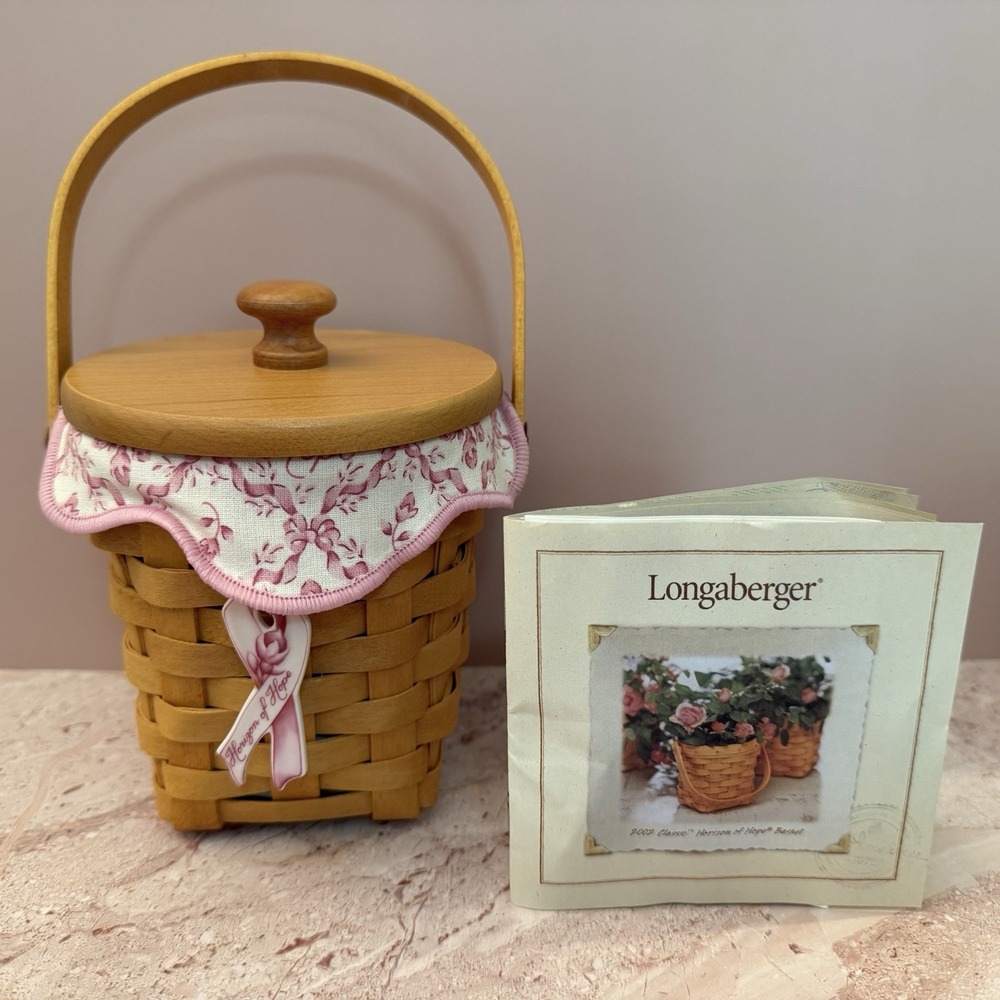 Longaberger 2002 Horizon of Hope Basket Lid Tie-On Botanical Fields Liner #17213